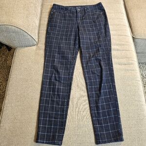 Charter Club Bristol Skinny Ankle Dark Blue White Checkered Casual Jeans Size 6